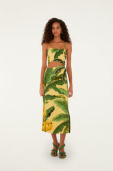 Soft Yellow Banana Leaves Maxi Dress - FARM Rio FRUIT BANANA LEAVES SOFT YELLOW