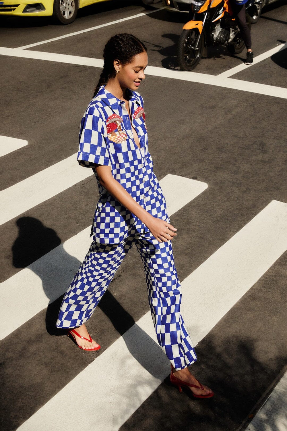 Blue Dream Checkered Lenzing Ecovero Euroflax Pants - FARM Rio DREAM CHECKERED BLUE