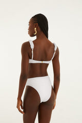 White Gerbera Daisy High Waist Bikini Bottom - FARM Rio GERBERA DAISY WHITE