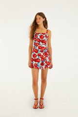 Cherry Blossom Sleeveless Euroflax Premium Linen Mini Dress - FARM Rio CHERRY BLOSSOM