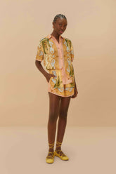 Multicolor Banana Royalty Kaleidoscope Shorts - FARM Rio BANANA ROYALTY KALENDOSCOPE MULTICOLOR