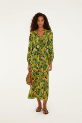 Forest Green Parrots Long Sleeve Dress - FARM Rio PARROTS FOREST GREEN