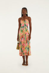 Soft Pink Pool Time Ruched Sleeveless Midi Dress - FARM Rio POOL TIME SOFT PINK