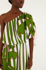 Off-White One-Shoulder Lenzing Ecovero Euroflax Midi Dress - FARM Rio OFF-WHITE