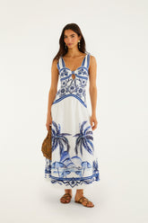 Off-White Wonderful City Euroflax Premium Linen Maxi Dress - FARM Rio WONDERFUL CITY MIX OFF-WHITE