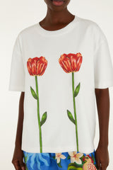White Tropical Rose Organic Cotton T-Shirt - FARM Rio OFF-WHITE