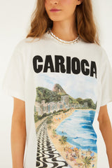 Off-White Landscape Carioca Organic Cotton Relaxed T-Shirt - FARM Rio OFF-WHITE