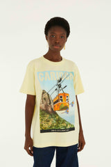 Bondinho Landscape Carioca Organic Cotton Relaxed T-Shirt - FARM Rio LIGHT YELLOW