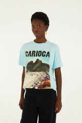 Dois Irmaos Landscape Carioca Organic Cotton Relaxed T-Shirt - FARM Rio BLUE