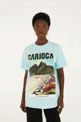 Dois Irmaos Landscape Carioca Organic Cotton Relaxed T-Shirt - FARM Rio BLUE
