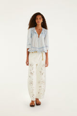 Light Blue Richelieu Short Sleeve Blouse - FARM Rio LIGHT BLUE