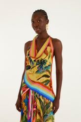 Multicolor Rainbow Summer Scarf Lenzing Ecovero Viscose Blouse - FARM Rio RAINBOW SUMMER MIXED