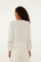 Off-White Richelieu Long Sleeve Blouse - FARM Rio OFF-WHITE