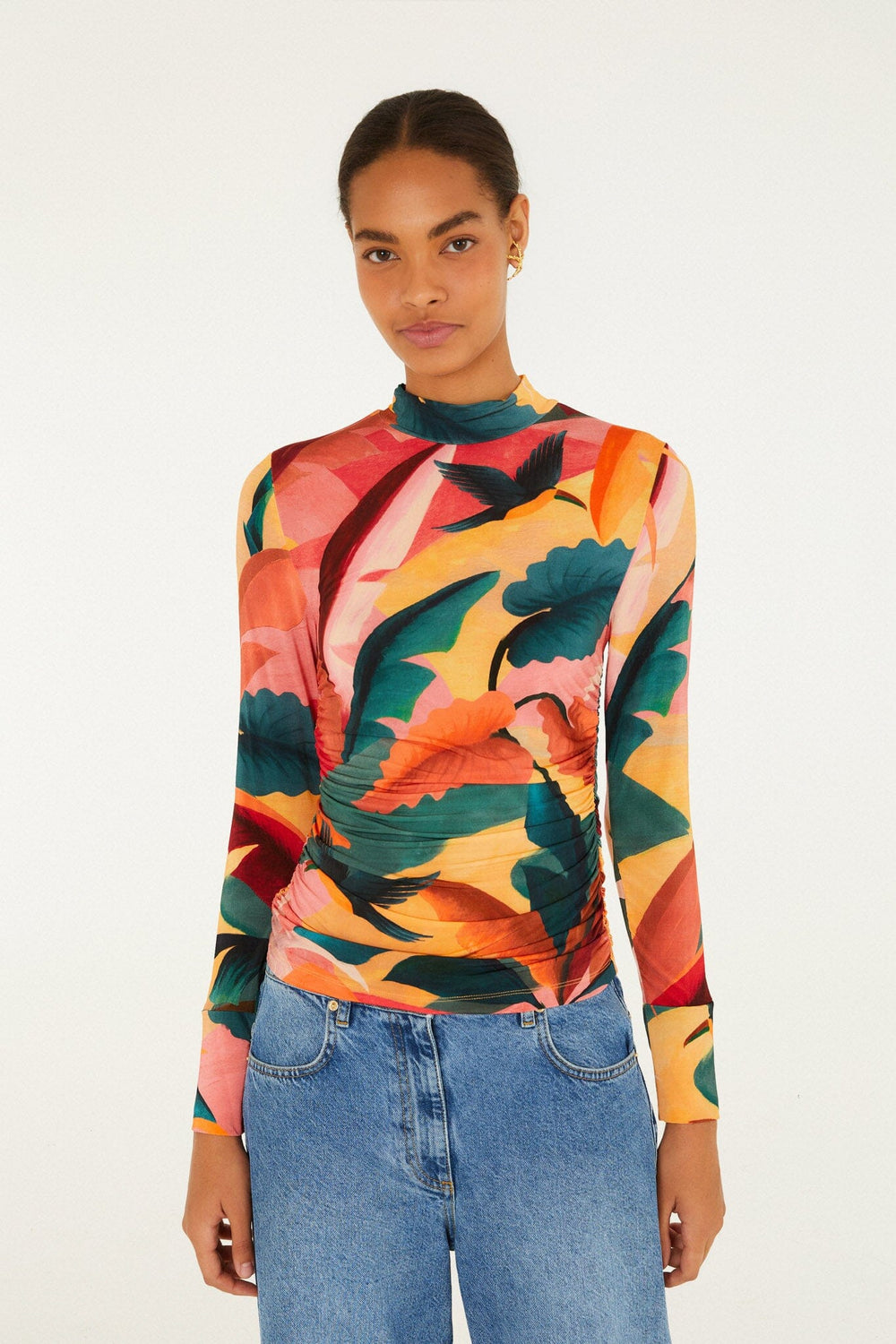 Multicolor Atlantic Rainforest Jersey Blouse - FARM Rio ATLANTIC RAINFOREST MULTICOLOR