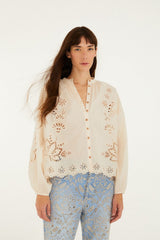 Soft Pink Artisanal Long Sleeve Blouse - FARM Rio LIGHT PINK