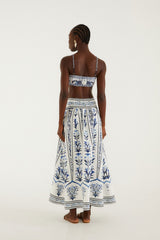 Off-White Flowers Arch Euroflax Premium Linen Maxi Skirt - FARM Rio FLOWERS ARCH OFF-WHITE