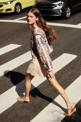 Soft Pink Geometric Richelieu Twill Mini Skirt - FARM Rio PINK