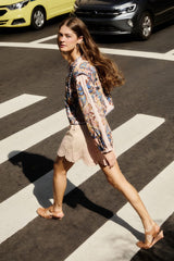 Soft Pink Geometric Richelieu Twill Mini Skirt - FARM Rio PINK
