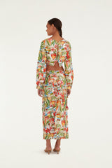 Off-White Sand Cocktail Euroflax Premium Linen Midi Skirt - FARM Rio COCKTAIL OFF-WHITE