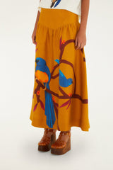Brown Euroflax Premium Linen Maxi Skirt - FARM Rio BROWN