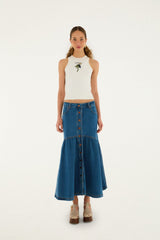 Panelled Denim Long Skirt - FARM Rio DENIM