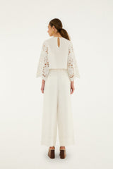 Off-White High Waisted Euroflax Premium Linen Pants - FARM Rio OFF-WHITE