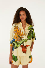 Yellow Banana Grapes Drawstring Lenzing Ecovero Euroflax Shorts - FARM Rio BANANA GRAPES YELLOW