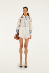Off-White Richelieu Euroflax Premium Linen Shorts - FARM Rio OFF-WHITE