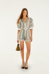 Off-White Fruit Beauty Euroflax Premium Linen Mini Cut Out Romper - FARM Rio FRUIT BEAUTY OFF-WHITE
