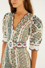 Off-White Fruit Beauty Euroflax Premium Linen Mini Cut Out Romper - FARM Rio FRUIT BEAUTY OFF-WHITE