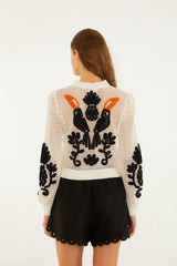 Toucan Crochet Cardigan - FARM Rio OFF-WHITE