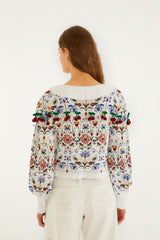 Stitched Garden Ainika Knit Cardigan - FARM Rio STITCHED GARDEN OFF-WHITE