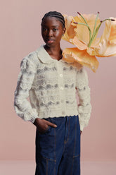 Mixed Stitches Off-White Knit Cardigan - FARM Rio OFF-WHITE