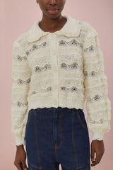 Mixed Stitches Off-White Knit Cardigan - FARM Rio OFF-WHITE