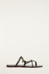 Sea Flat Sandal - FARM Rio BLACK AND CUOIO