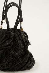 Raffia Flower Bag - FARM Rio BLACK