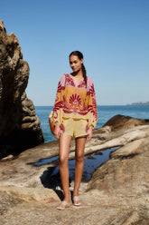 Soft Yellow Arabesc Shorts - FARM Rio ARABESC SOFT YELLOW
