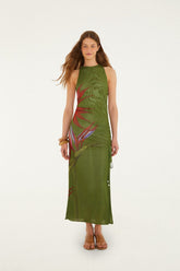 Dark Green Strelitzia Maxi Dress - FARM Rio STRILITZIA DARK GREEN