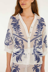 Off-White Nina Embroidery Blouse - FARM Rio NINA EMBROIDERY OFF-WHITE