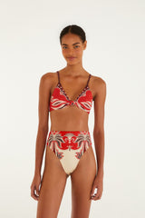 Red Ainika Garden Bandeau Bikini Top - FARM Rio AINIKA GARDEN RED