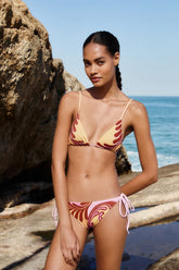 Soft Yellow Arabesc Tie Side Bikini Bottom - FARM Rio ARABESC SOFT YELLOW