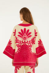 Pink Spring Arabesc Cutwork Lenzing Ecovero Euroflax Kimono - FARM Rio SPRING ARABESC PINK
