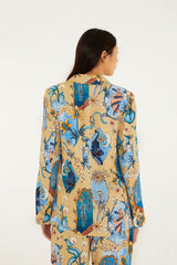 Sand Mystical Notched Lapel Lenzing Ecovero Viscose Blazer - FARM Rio MYSTICAL SAND