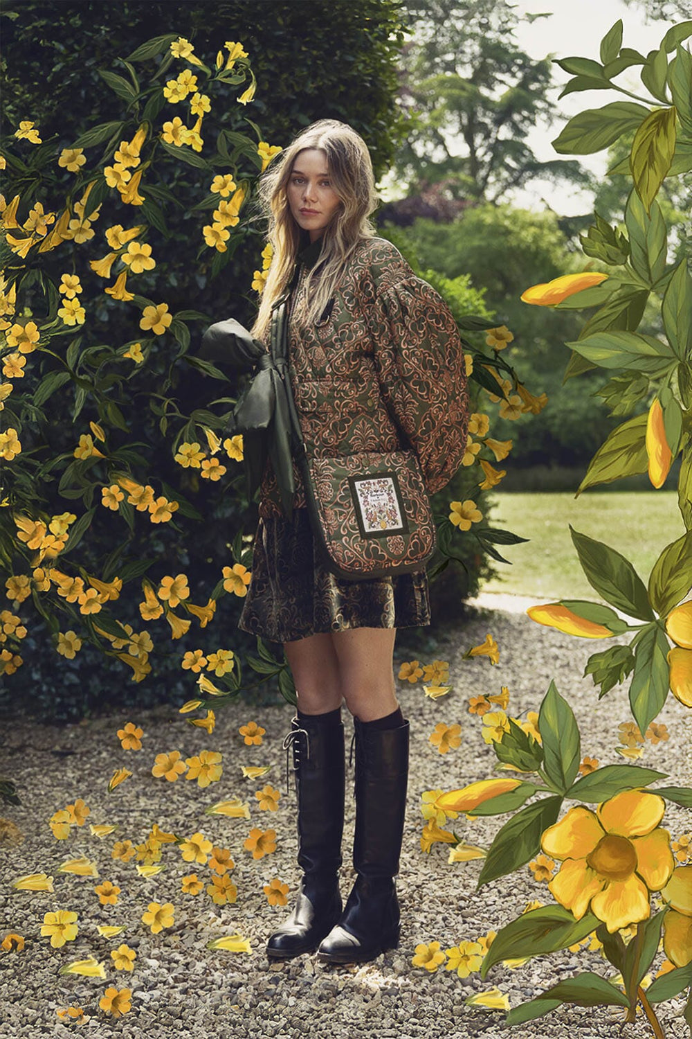 Luisa Quilted Jacket - FARM Rio ROYAL PINEAPLE GREEN