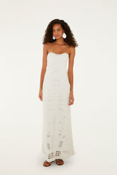 Off-White Palm Tree Knit Midi Dress - FARM Rio OFF-WHITE