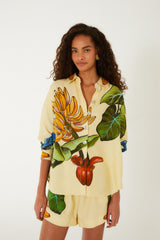 Yellow Banana Grapes Lenzing Ecovero Euroflax Shirt - FARM Rio BANANA GRAPES YELLOW