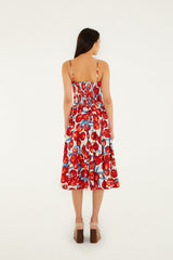 Cherry Blossom Sleeveless Lenzing Ecovero Euroflax Midi Dress - FARM Rio CHERRY BLOSSOM