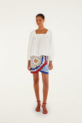 Mixed Cherry Royalty Scarf Lenzing Ecovero Euroflax Mini Skirt - FARM Rio CHERRY ROYALTY SCARF BLUE