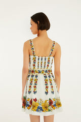 Off-White Tropi Belted Lenzing Ecovero Euroflax Mini Dress - FARM Rio TROPI OFF-WHITE