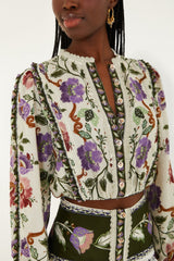 Cream Rococo Flowers Lace Long Sleeve Blouse - FARM Rio ROCOCO FLOWERS CREAM